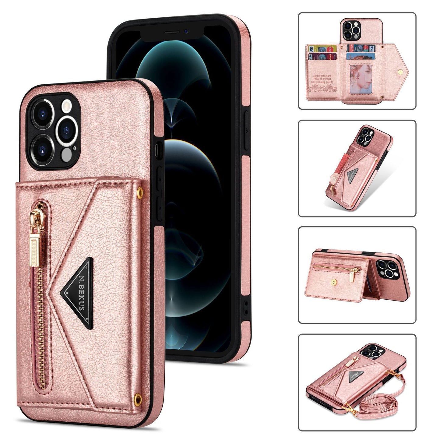 Suitable Crossbody Mobile Phone Leather Lanyard Card Mobile Phone Protective Leather Case