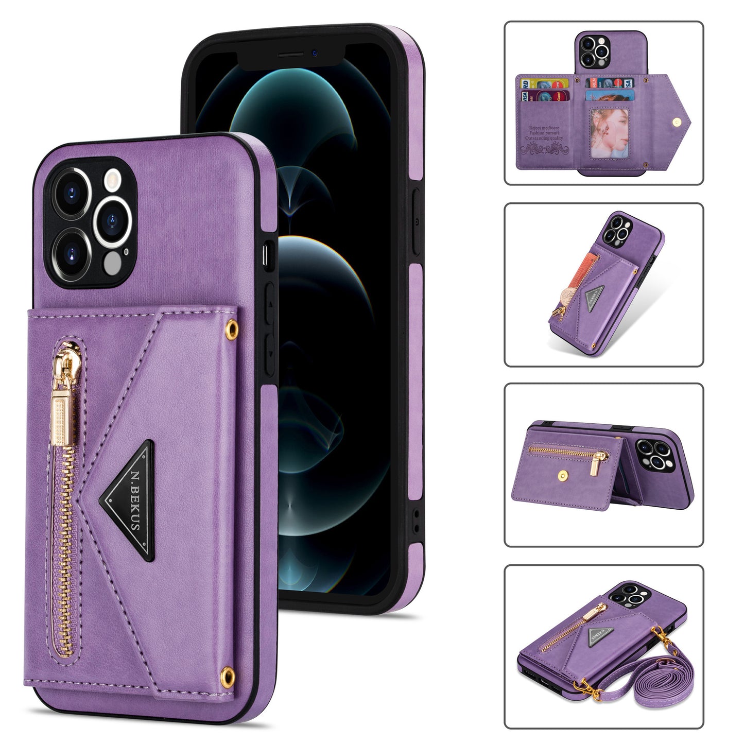 Suitable Crossbody Mobile Phone Leather Lanyard Card Mobile Phone Protective Leather Case