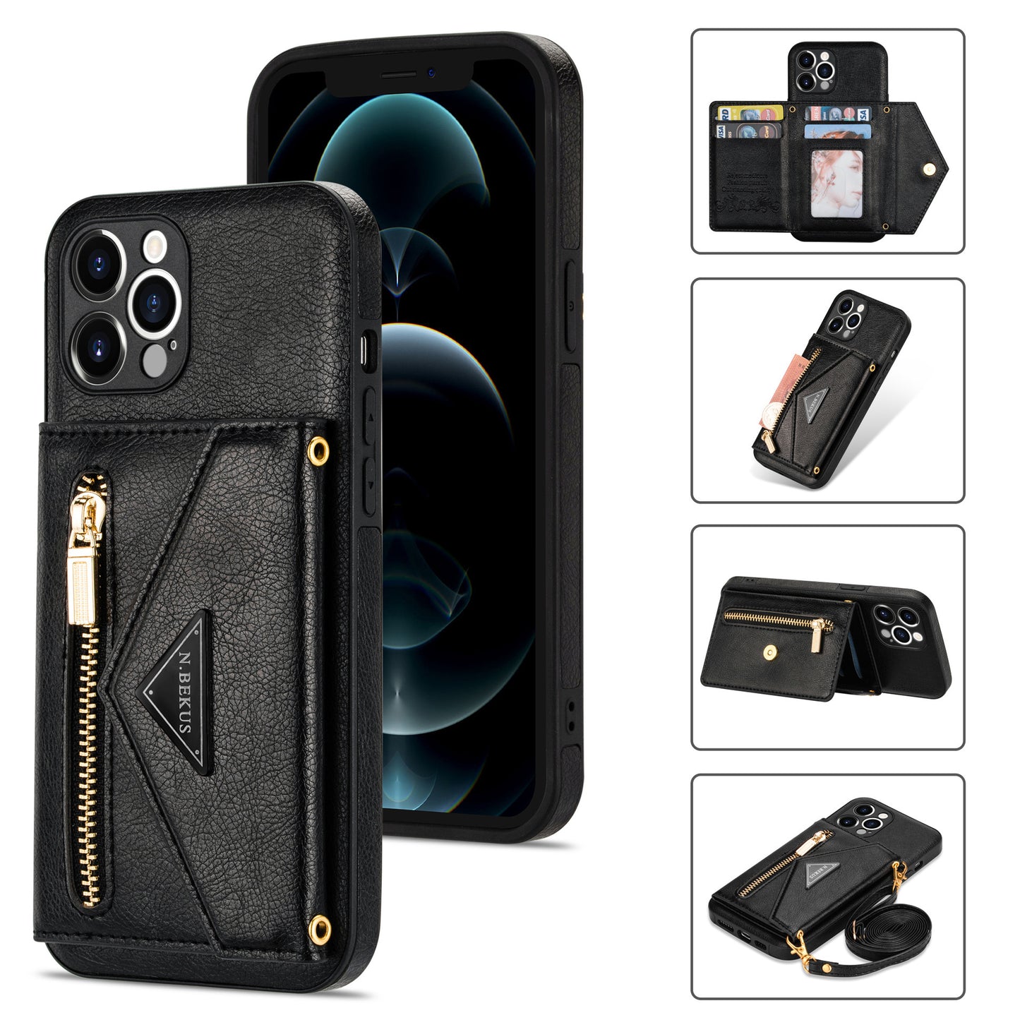 Suitable Crossbody Mobile Phone Leather Lanyard Card Mobile Phone Protective Leather Case