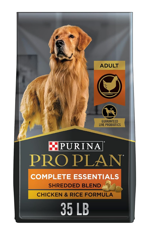 Purina Pro Plan High Protein Dog Food With Probiotics for Dogs, Shredded Blend Chicken & Rice Formula - 35 lb. Bag