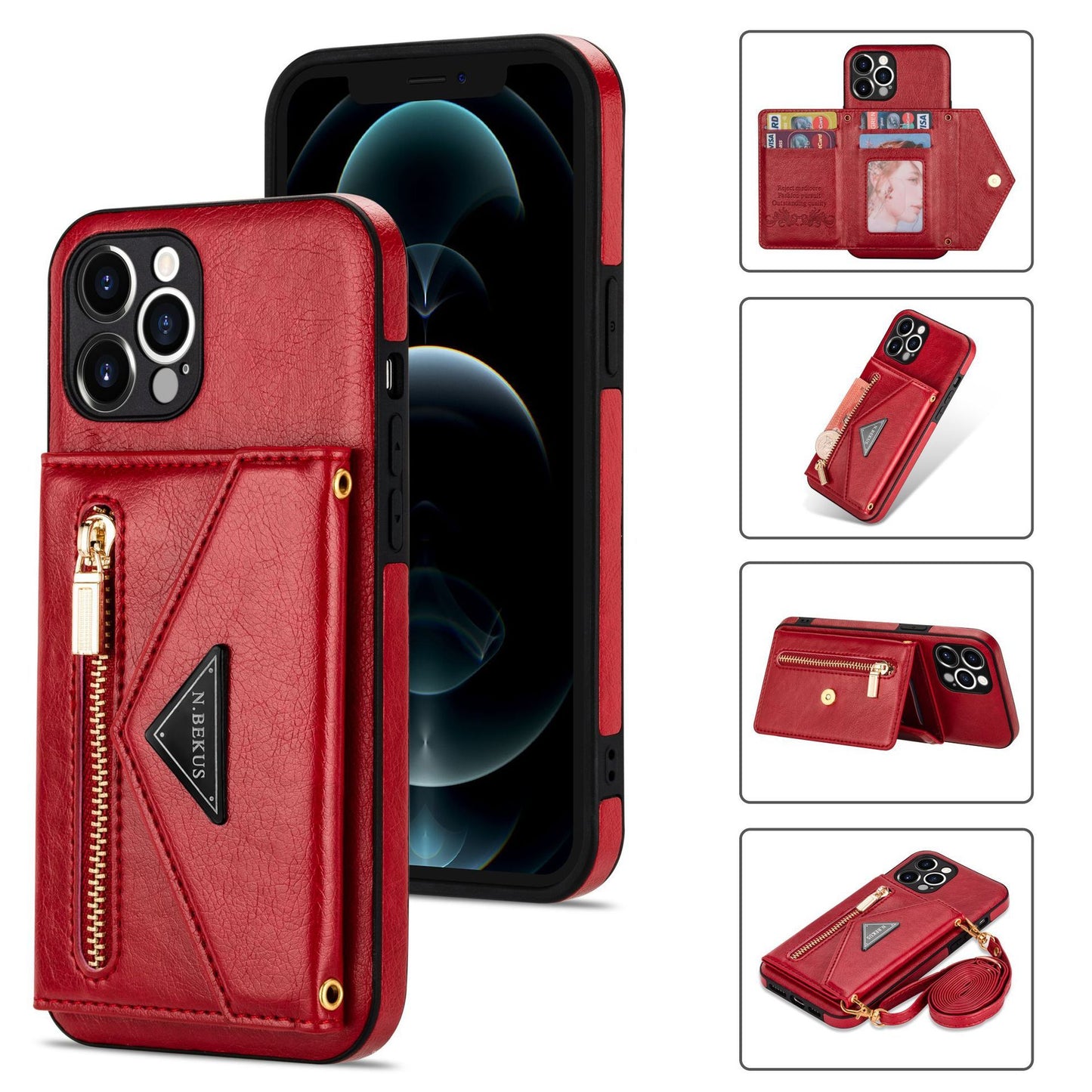 Suitable Crossbody Mobile Phone Leather Lanyard Card Mobile Phone Protective Leather Case